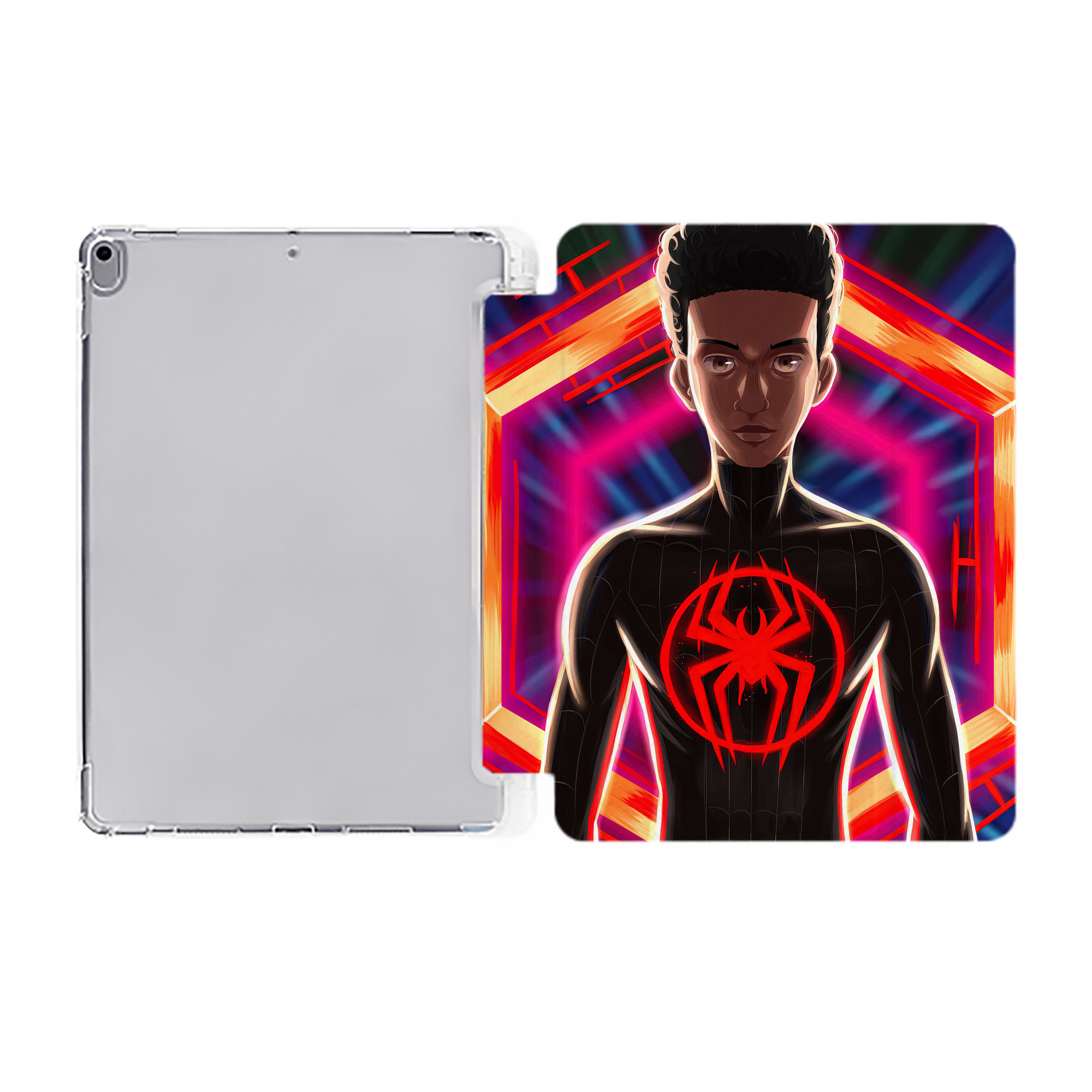 Spider Man スパイダーマン IPad ケース ペン収納付き 三つ折りスタンド PUレザー×シリコン 対応機種9.5/10.5/10.9インチ